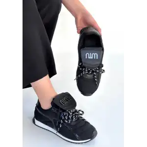 DİSSA SİYAH CİLT BAĞCIKLI PARAŞÜT DETAYLI SPOR AYAKKABI