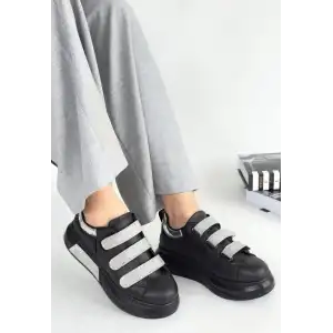 ELİKA SİYAH CİLT SİMLİ CIRT CIRTLI SPOR AYAKKABI