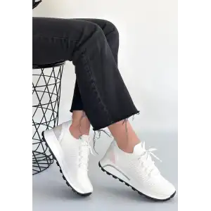 FEORT BEYAZ TRİKO BAĞCIKLI SPOR AYAKKABI