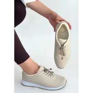 FİNNA BEJ CİLT BAĞCIKLI SPOR AYAKKABI