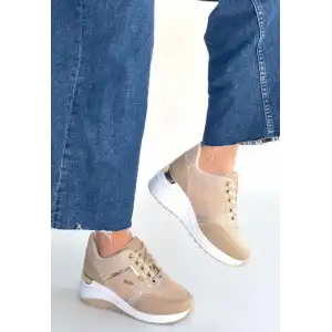 GEJA BEJ CİLT BAĞCIKLI SPOR AYAKKABI