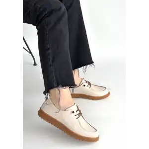 GUOT BEJ CİLT BAĞCIKLI BABET AYAKKABI