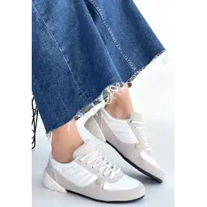 JAWEN GRİ NUBUK BEYAZ DETAYLI SPOR AYAKKABI