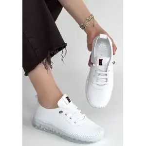 JİTEN BEYAZ DERİ BAĞCIKLI SPOR AYAKKABI