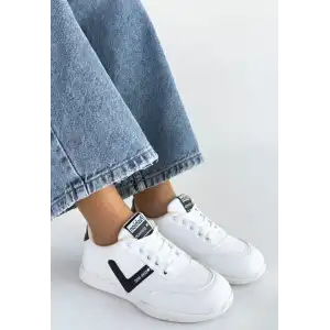 JOWEN BEYAZ CİLT SİYAH DETAYLI BAĞCIKLI SPOR AYAKKABI