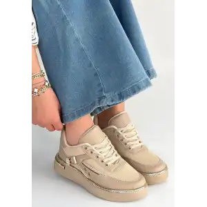 JUNDA BEJ CİLT BAĞCIKLI SPOR AYAKKABI