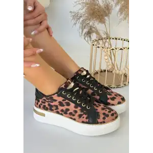 KİTY LEOPAR SATEN BAĞCIKLI SPOR AYAKKABI