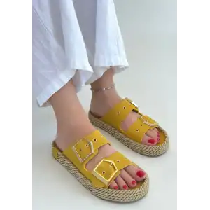 LOERA SARI NUBUK ÇİFT TOKALI TERLİK