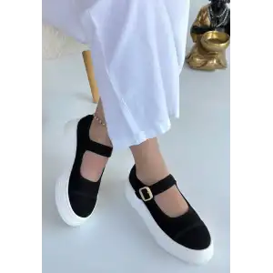 LUNNİ SİYAH KETEN SPOR AYAKKABI