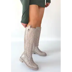 METTA BEJ CİLT DESENLİ ÇİZME