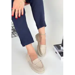 NARLİ BEJ CİLT OXFORD AYAKKABI