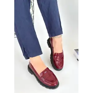NARLİ BORDO RUGAN OXFORD AYAKKABI