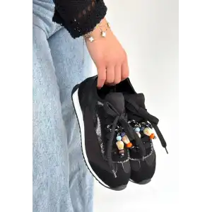 RİAF SİYAH CİLT BAĞCIKLI SPOR AYAKKABI