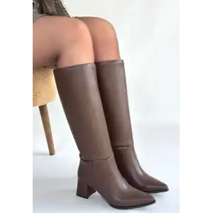 ROKSA ACI KAHVEİ CİLT TOPUKLU ÇİZME