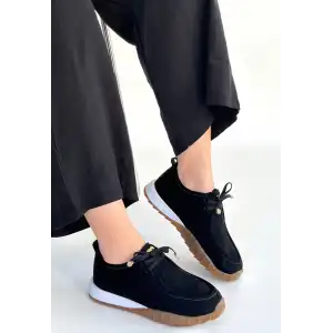 SİER SİYAH SÜET BAĞCIKLI SPOR AYAKKABI