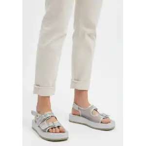 SİNNA GÜMÜŞ CİLT TÜL DETAYLI SANDALET