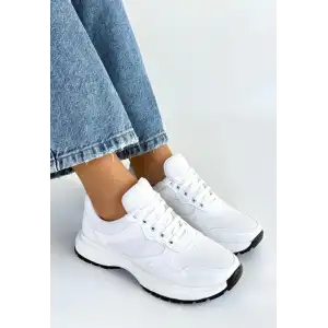 SLAR BEYAZ CİLT BAĞCIKLI SPOR AYAKKABI