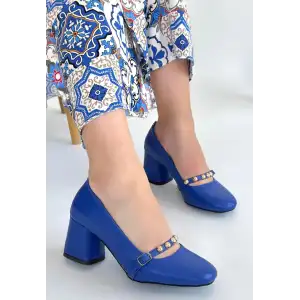 TİNO MAVİ CİLT TOPUKLU AYAKKABI