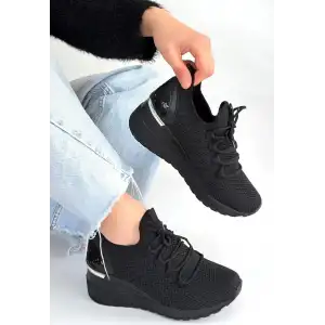 WEOR SİYAH TRİKO BAĞCIKLI SPOR AYAKKABI