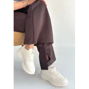 YEJJA BEJ CİLT BAĞCIKLI SPOR AYAKKABI