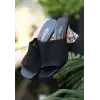 Akva Siyah Triko Şeffaf Topuklu Terlik