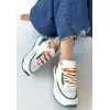 ALEH BEYAZ CİLT YEŞİL DETAYLI ÇİFT BAĞCIKLI SPOR AYAKKABI