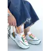 ALEH BEYAZ CİLT YEŞİL DETAYLI ÇİFT BAĞCIKLI SPOR AYAKKABI