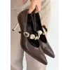 Conne Kahverengi Cilt Stiletto Ayakkabı
