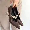 Conne Kahverengi Cilt Stiletto Ayakkabı