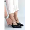 Conne Siyah Cilt Stiletto Ayakkabı