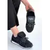 DİSSA SİYAH CİLT BAĞCIKLI PARAŞÜT DETAYLI SPOR AYAKKABI