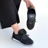 DİSSA SİYAH CİLT BAĞCIKLI PARAŞÜT DETAYLI SPOR AYAKKABI