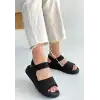 DX Jake Siyah Hasır Cilt Sandalet