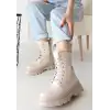 DX Orge Bej Cilt Bağcıklı Bot