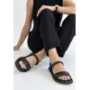DX Winta Siyah Cilt Sandalet