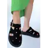 Ellia Siyah Süet Tokalı Terlik