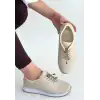 Finna Bej Cilt Bağcıklı Spor Ayakkabı