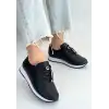FİNNA SİYAH CİLT BAĞCIKLI SPOR AYAKKABI