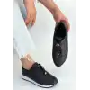 FİNNA SİYAH CİLT BAĞCIKLI SPOR AYAKKABI