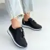 FİNNA SİYAH CİLT BAĞCIKLI SPOR AYAKKABI