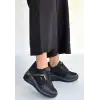 Geja Siyah Cilt Bağcıklı Spor Ayakkabı