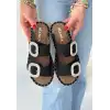 Hertas Siyah Nubuk Tokalı Terlik