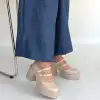 Jarlo Bej Cilt Dolgu Topuk Ayakkabı