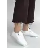 Jiten Beyaz Hakiki Deri Bağcıklı Spor Ayakkabı