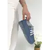 JİTEN MAVİ DERİ BAĞCIKLI SPOR AYAKKABI