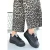 LEOPE SİYAH CİLT BAĞCIKLI SPOR AYAKKABI