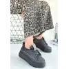 LEOPE SİYAH CİLT BAĞCIKLI SPOR AYAKKABI