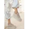 Lulu Bej Cilt Bağcıklı Spor Ayakkabı