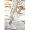 LULU BEYAZ CİLT BAĞCIKLI SPOR AYAKKABI