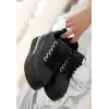 Lulu Siyah Cilt Bağcıklı Spor Ayakkabı